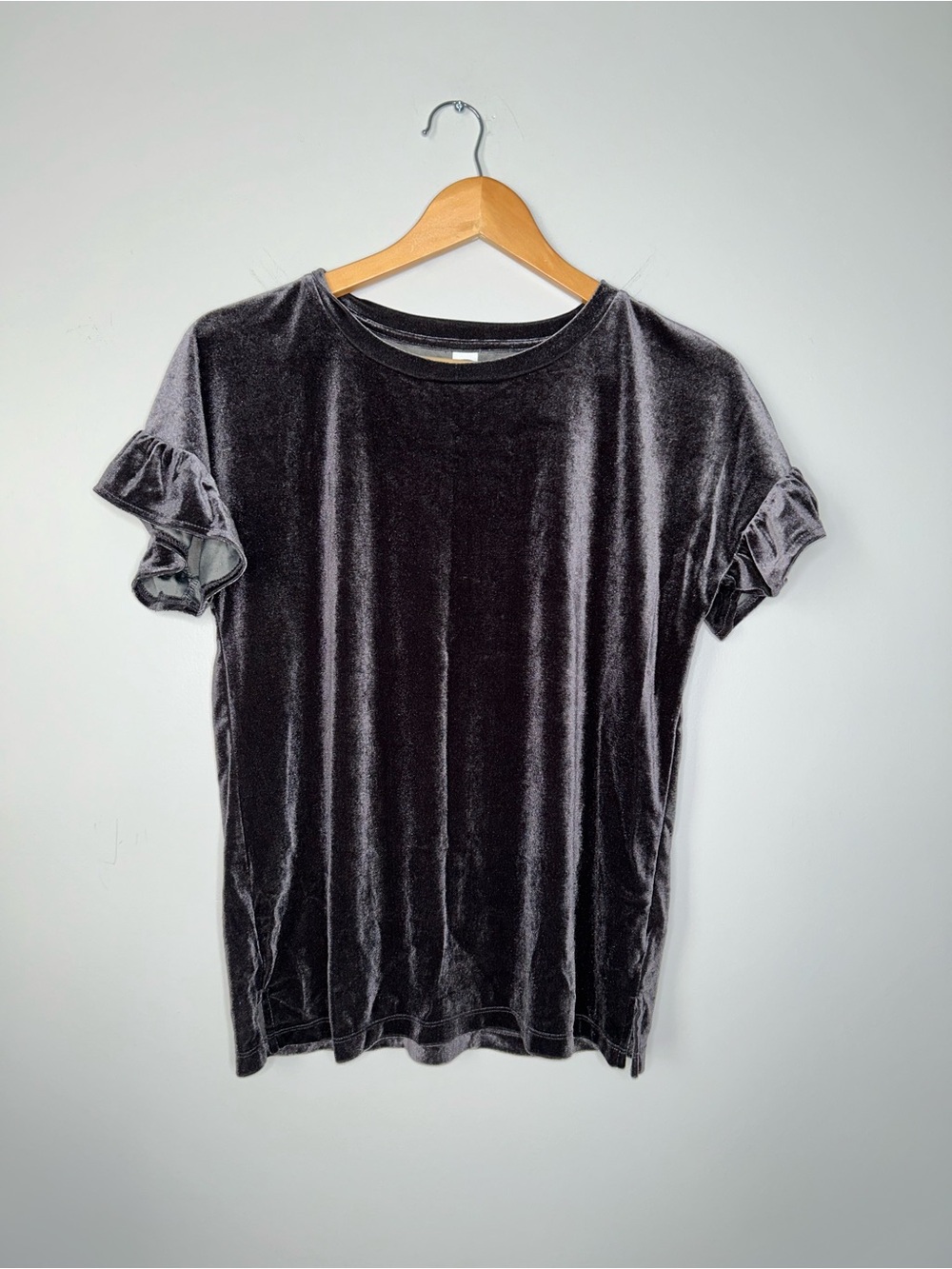 Old Navy Velour Top Women’s Small Short Sleeve Charcoal!